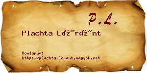 Plachta Lóránt névjegykártya